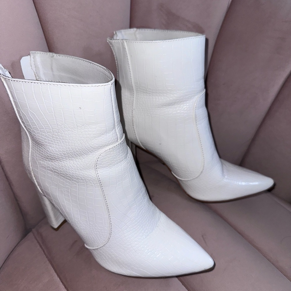 White Fox Boutique White Croc Heeled Boots